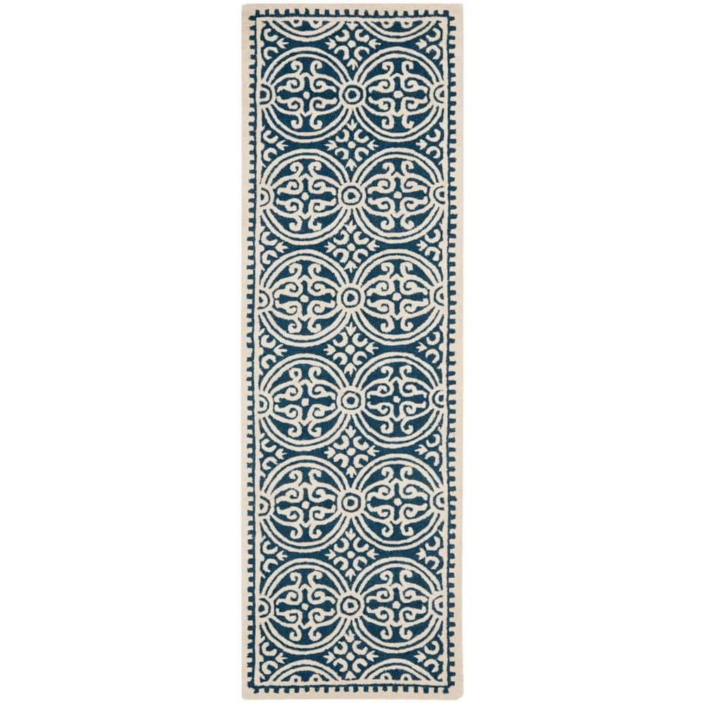 SAFAVIEH Cambridge Navy Blue/Ivory 3 ft. x 6 ft. Geometric Medallion ...