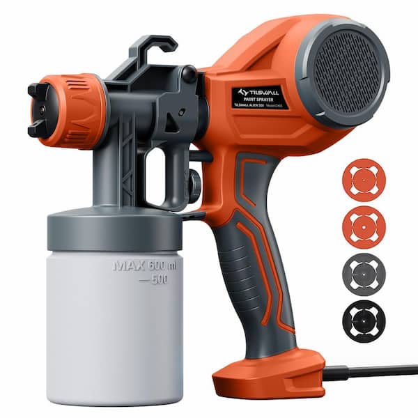 Handheld Electric HVLP Paint Sprayer with 4 Nozzles & 3 Patterns, 0.63 qt. Detachable Tank, 0.15 gal/min