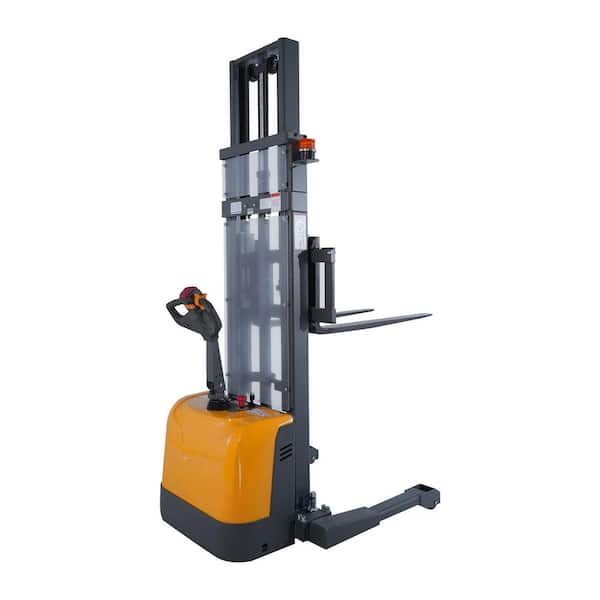 130 in. High Lifting Full Electric Pallet Stacker 3300 lbs. 24-Volt/100AH GEL Battery Powered Straddle Stacker
