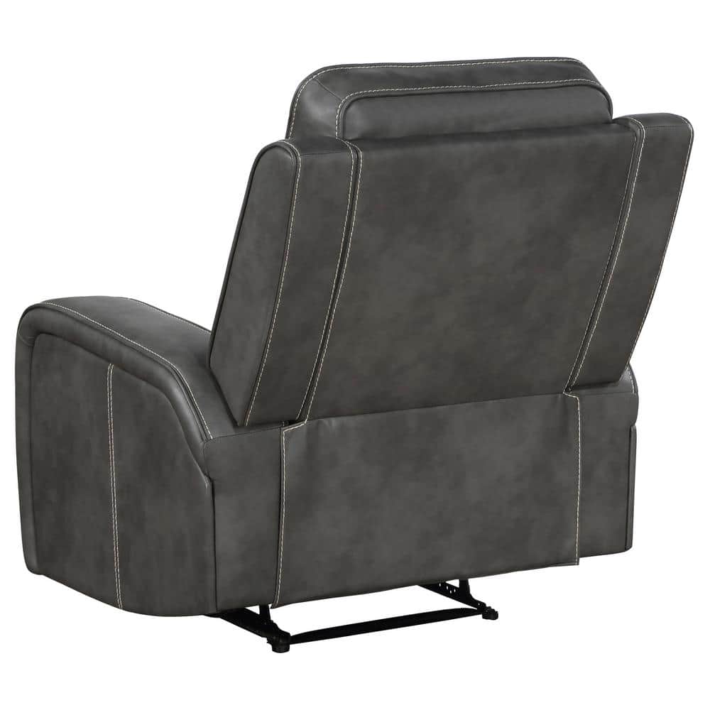 Gray Faux Leather Manual Recliner with Lift