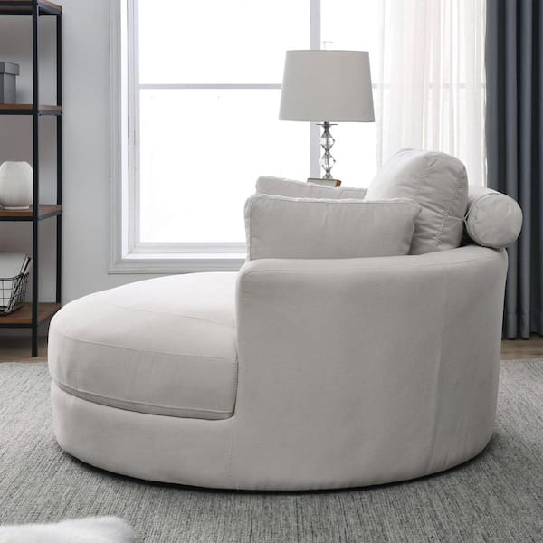 Magic Home 51 in. Swivel Accent Barrel Sofa Linen Fabric Lounge Club Big  Round Chair with Storage Ottoman and Pillows, Light Gray CS-W83434391 - The  Home Depot