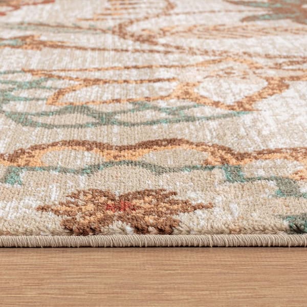 Floral Medallion Beige 2 ft. 3 in. x 8 ft. Runner Rug