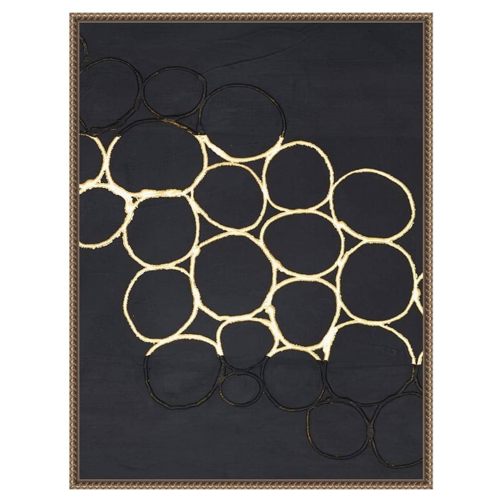 Gold Combo III Abstract Canvas Art with Bronze Frame