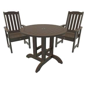 Lehigh Weathered Acorn 3-Piece Recycled Plastic Round Outdoor Dining Set