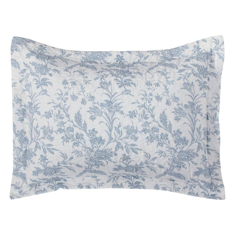 Amberley Blue and White Floral Cotton Twin Quilt Set