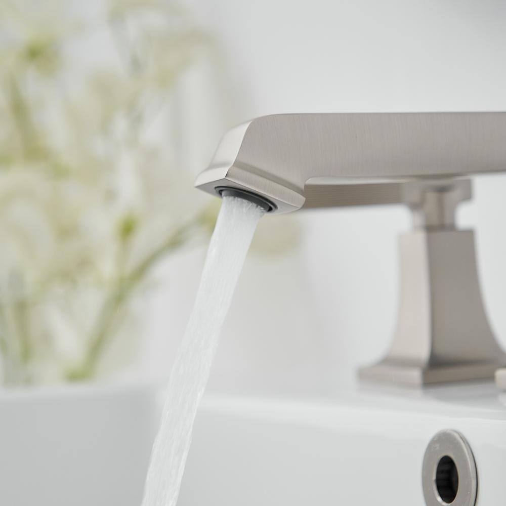 Brushed Nickel Widespread 2-Handle Bathroom Faucet with Drain Assembly