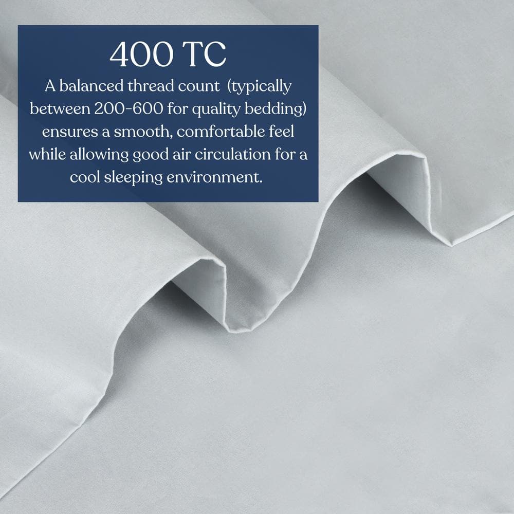 Light Blue Twin Organic Cotton Percale Duvet Cover Set