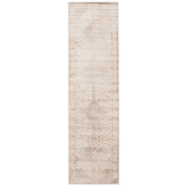 Atlas 2 ft. x 8 ft. Ivory/Beige Distressed Vintage Medallion Runner Rug