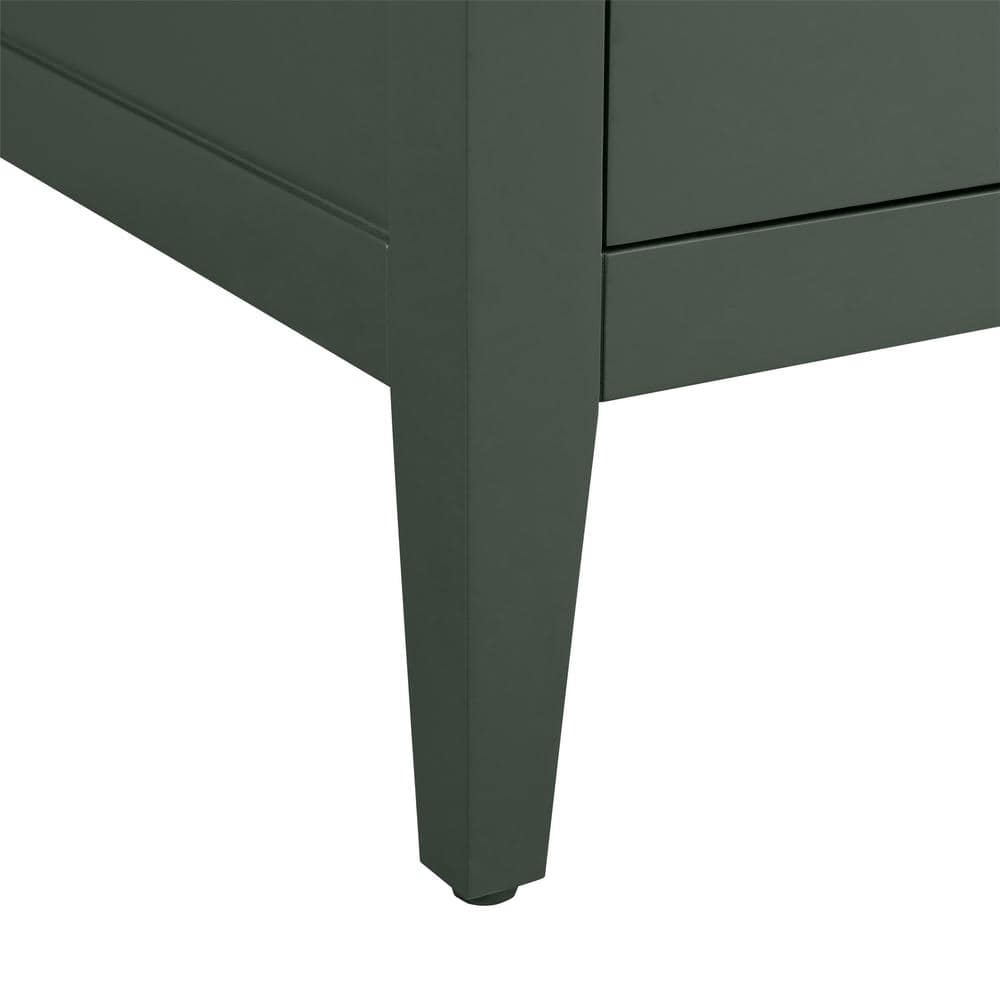 Vintage Green Poplar Wood Single Bathroom Vanity with Ceramic Top