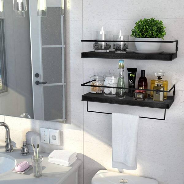 Tolley 8.07 W x 114.96 H x 12.8 D Wall Mounted Bathroom Shelves Rebrilliant Finish: Black