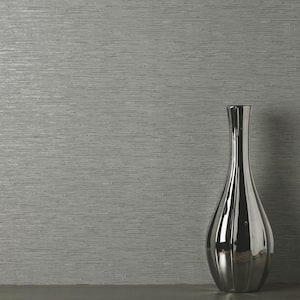 Mephi Grey Grasscloth Textured Vinyl Non-Pasted Wallpaper Sample