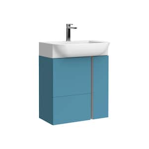 Camilia 21.7 in. W x 14.6 in. D x 26.1 in. H Single Sink Wall Mounted Bath Vanity in Island Matte with White Ceramic Top