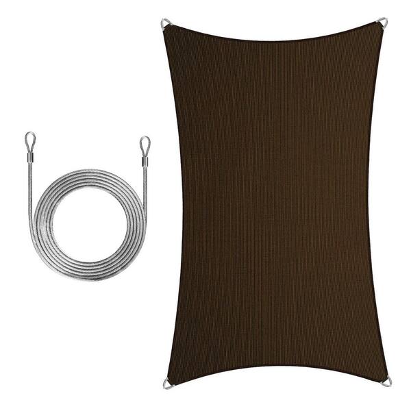 Unbranded 18 ft. x 24 ft. Rectangle Pro Ring Sun Shade Sail with Rope-Brown