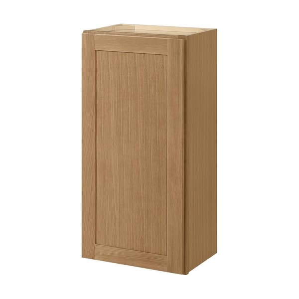 Hampton Bay Avondale 18 in. W x 12 in. D x 36 in. H Ready to Assemble Plywood Shaker Wall Kitchen Cabinet in White Oak