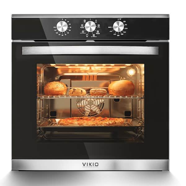 24 in. 2.83 cu. ft. single Electric Wall Oven with Convection and Manual Clean in Stainless Steel, Tempered Glass Door