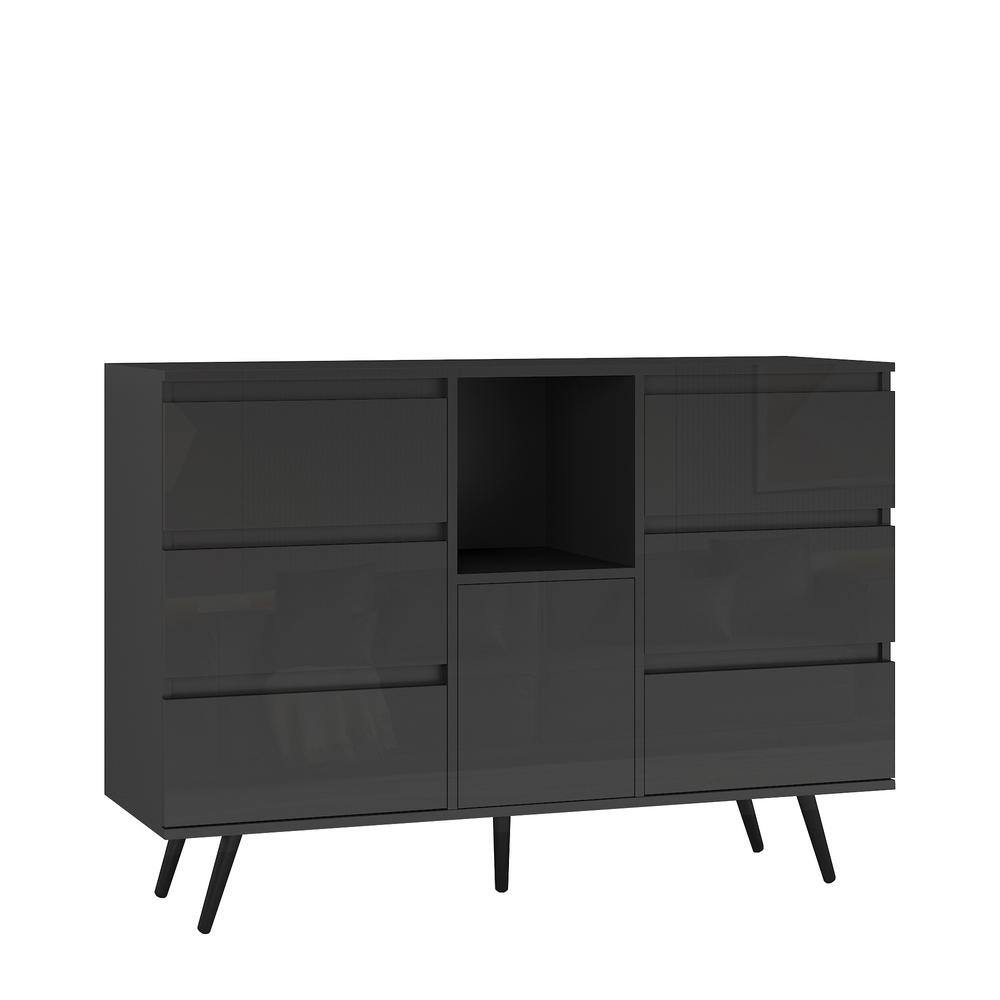 46.06 in. W x 14.96 in. D x 31.89 in. H Bathroom Black Linen Cabinet