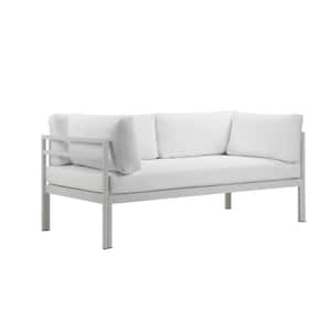 White Aluminum Frame Water Resistant Outdoor Sofa with Track Arms