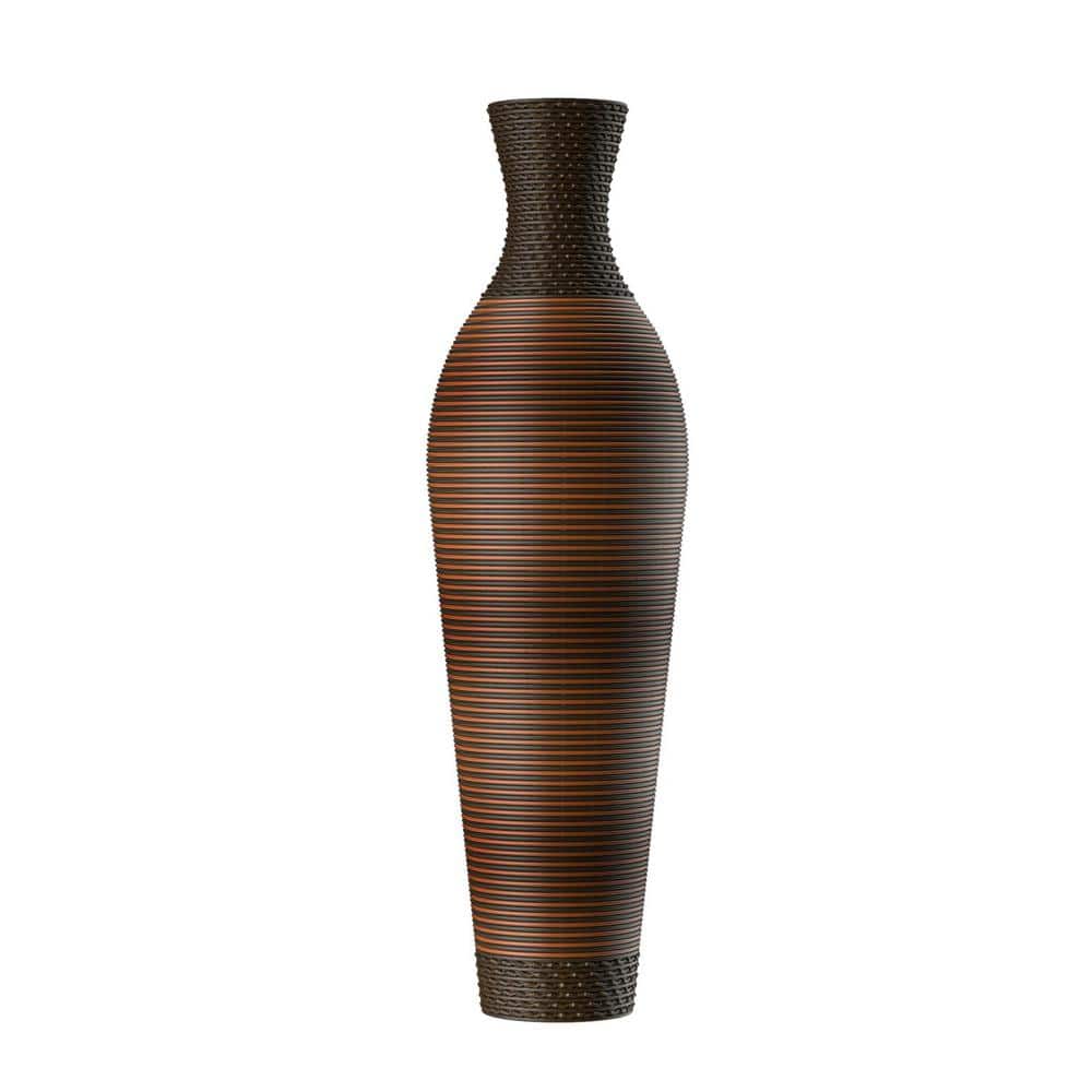 39.4 in. Tall Brown Artificial Wicker Bottle Floor Vase, Decorative Vase wi
