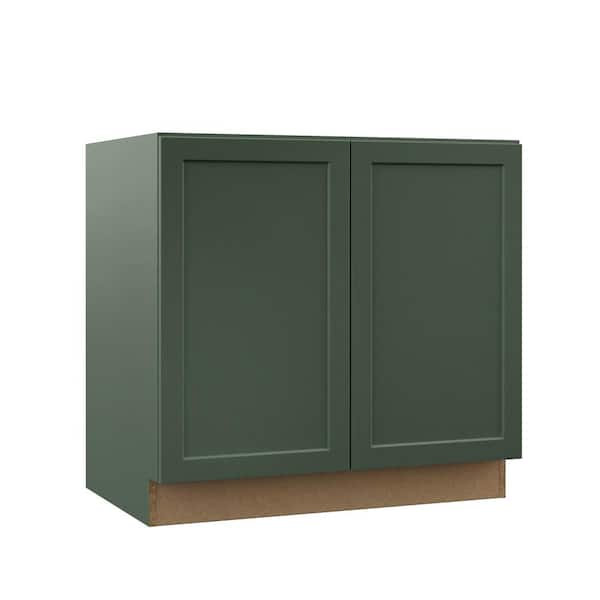 Designer Melvern 36 in. W x 21 in. D x 34.5 in. H Assembled Shaker Door Full Height Base Bath Kitchen Cabinet in Forest