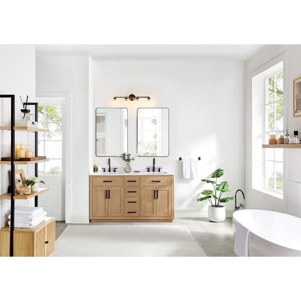Altair Gavino 60 in. W x 22 in. D x 34 in. H Double Sink Bath