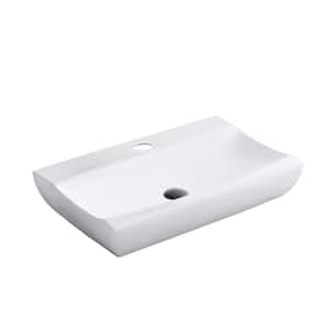 24.5 in. Topmount Bathroom Sink Basin in White Ceramic