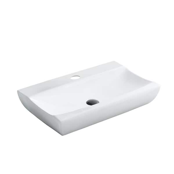 Maincraft 24.5 in. Topmount Bathroom Sink Basin in White Ceramic
