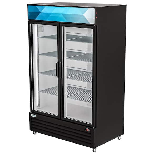 45 Cu Ft Commercial Double Glass Door Display Cooler Merchandiser Refrigerator 