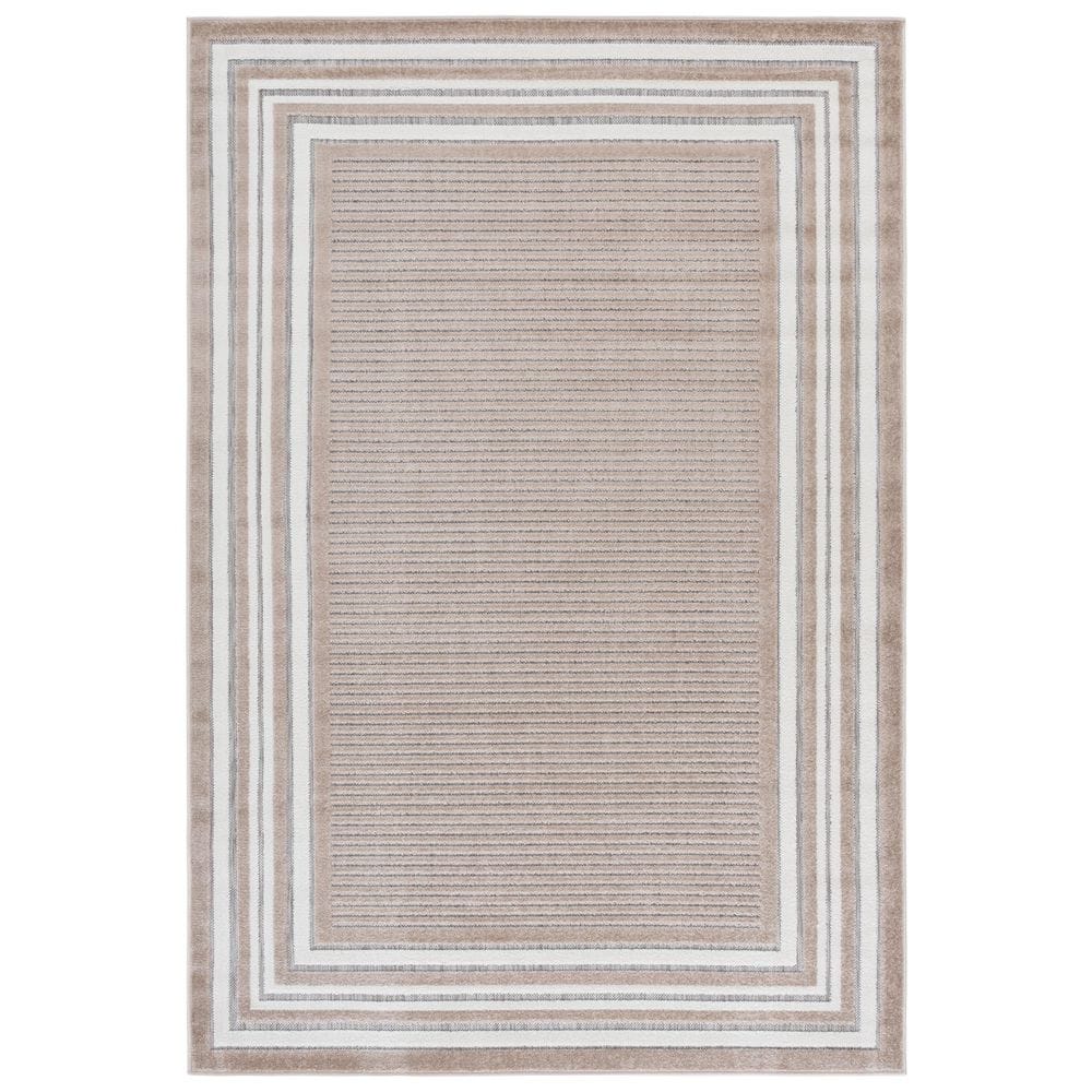 Cabana Beige/Ivory 4 ft. x 6 ft. Striped Border Indoor/Outdoor Area Rug price history on PriceWatchPro