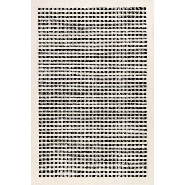 nuLOOM Adahlia Ivory 6 ft. x 9 ft. Checkered Wool Area Rug