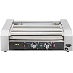 1050-Watt Stainless Steel Cook Warmer Hot Dog Roller 18 Hot Dog 7-Rollers with Dual Temp Control Indoor Grills,Silver
