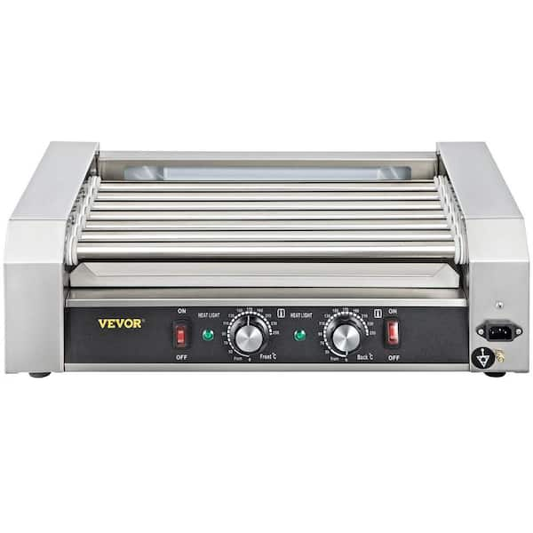 VEVOR 1050-Watt Stainless Steel Cook Warmer Hot Dog Roller 18 Hot Dog 7-Rollers with Dual Temp Control Indoor Grills,Silver