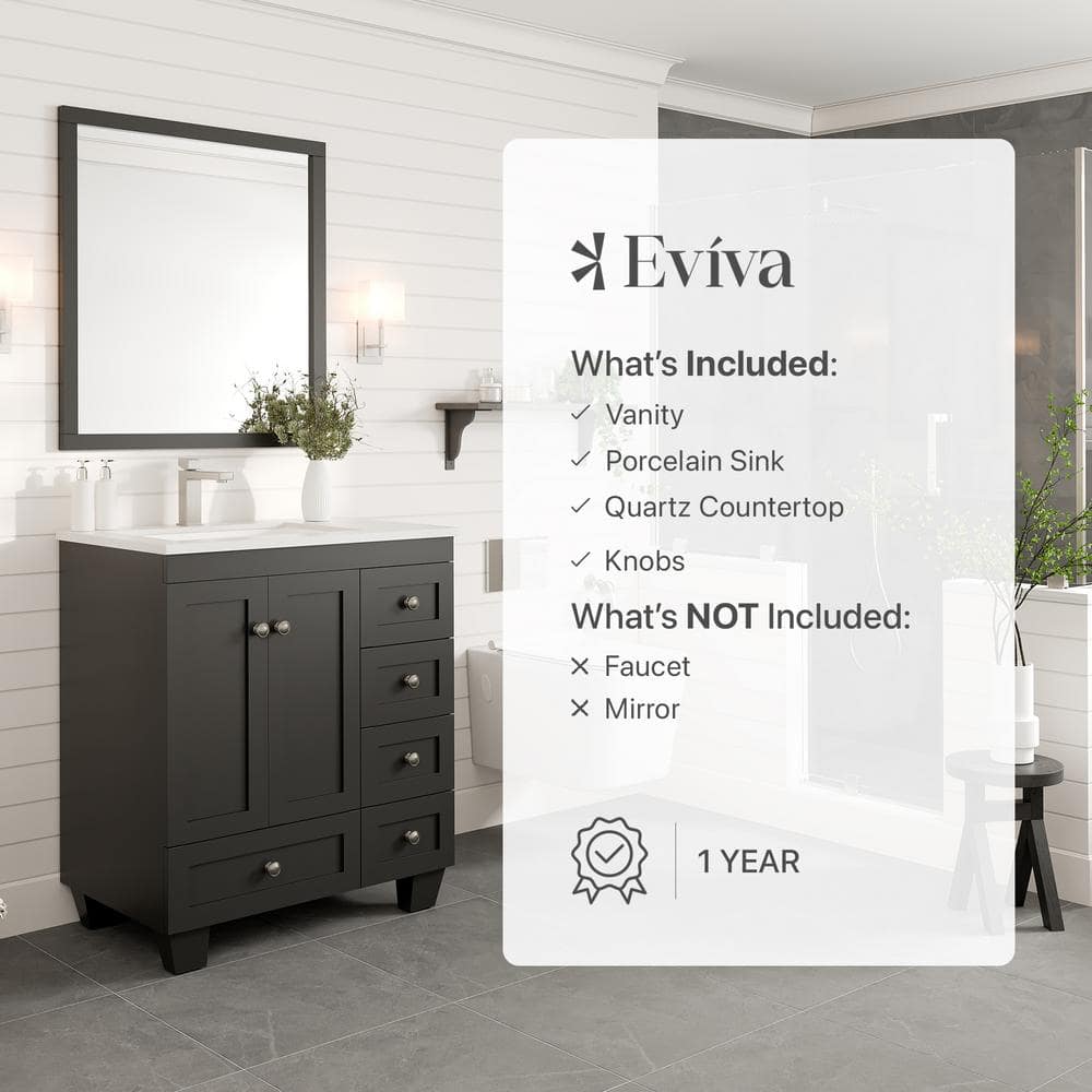 Happy 30" Espresso Birch Vanity with Carrara Marble Top