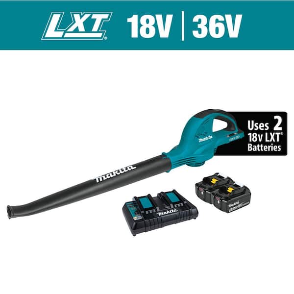 Makita 208 MPH 155 CFM LXT 18V X2 (36V) Lithium-Ion Cordless Leaf Blower Kit with (2) Batteries 5.0Ah and Charger