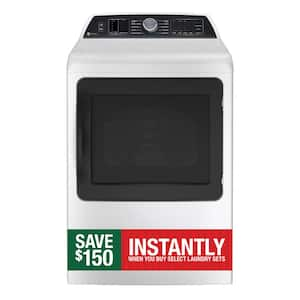 Profile 7.4 cu. ft. Smart Electric Dryer in White with Steam, Sanitize Cycle, and Sensor Dry, ENERGY STAR