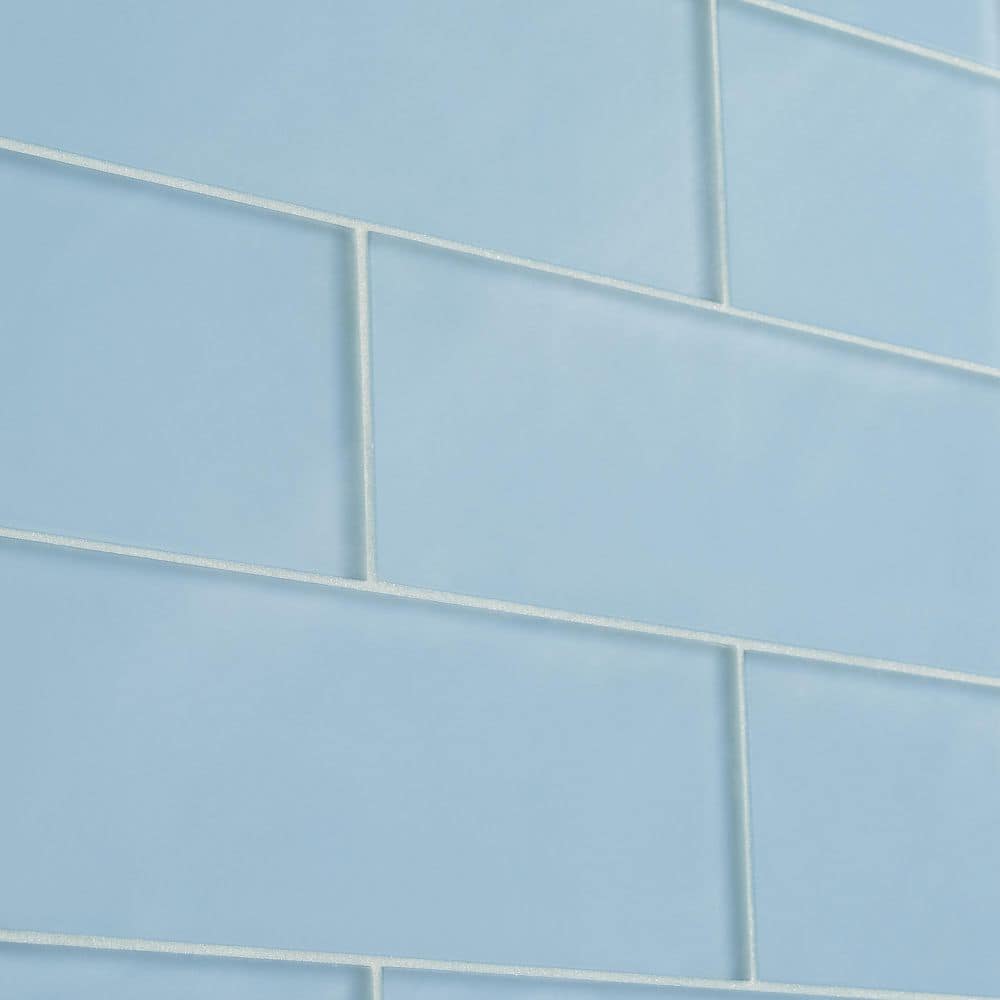 Turquoise Frosted Glass 4'' x 12'' Subway Wall Tile