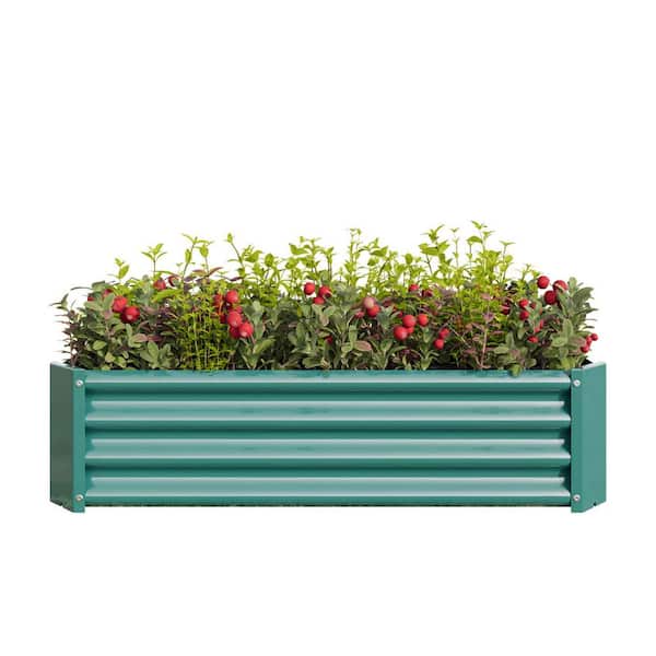 4 ft. x 2 ft. x 1 ft. Rectangle Metal Raised Garden Bed in Green for Planter Flowers Vegetables Herb Plants