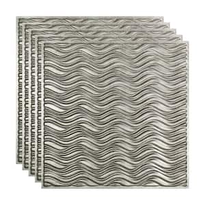 Current 2 ft. x 2 ft. Crosshatch Silver Lay-In Vinyl Ceiling Tile (20 sq. ft.)