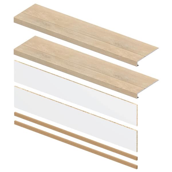 Dusk Cherry 6.5 mm x 46 in. x 12 in. Exact Match Small Square Nose Stair Tread + Riser Combo Kit (2-Pack)