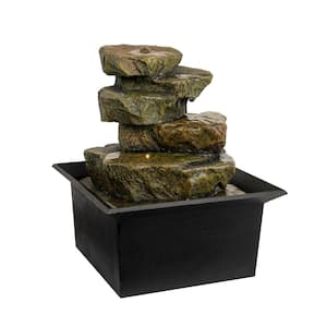 8 in. Indoor Cascading Rock Formation Waterfall Tabletop Water Fountain with LED Lights