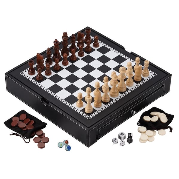 New Wooden Chess 2-in-1 Checkers Round Corner Fold Board Magnetic