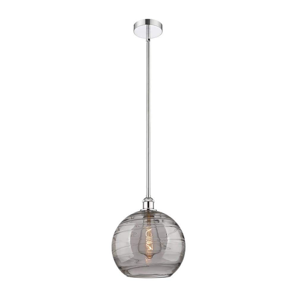 Athens Deco Swirl 100-Watt 1-Light Polished Chrome Shaded Mini Pendant Light with Tinted Glass Shade price history on PriceWatchPro