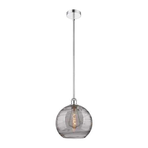 Innovations Athens Deco Swirl 100-Watt 1-Light Polished Chrome Shaded Mini Pendant Light with Tinted Glass Shade