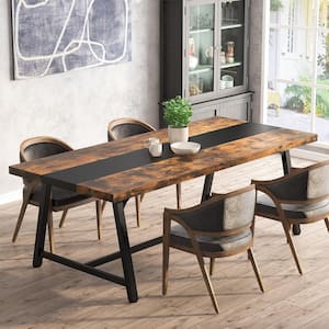 70.9 in. Industrial Rustic Brown Wooden 4 Legs Dining Table Rectangular Kitchen Table for 8 People