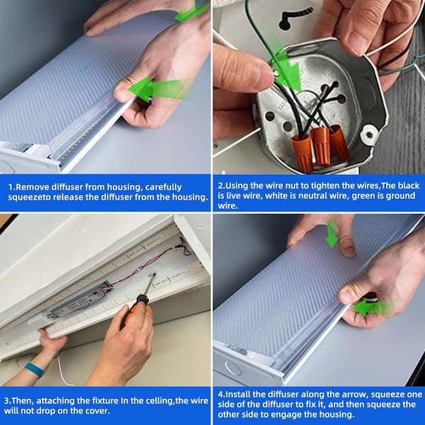 KOAOEIRS 4 ft. White 40-Watt 6000 Lumens 3500K/4000K/5000K