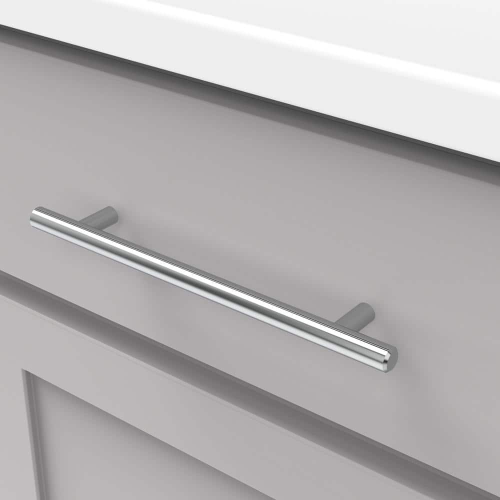 8.63-Inch Chrome Cylindrical Bar Pulls with Mounting Hardware