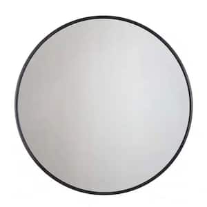 24 in. W x 24 in. H Aluminum Round Framed Wall Bathroom Vanity Mirror in Black