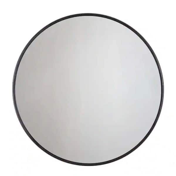 Unbranded 24 in. W x 24 in. H Aluminum Round Framed Wall Bathroom Vanity Mirror in Black
