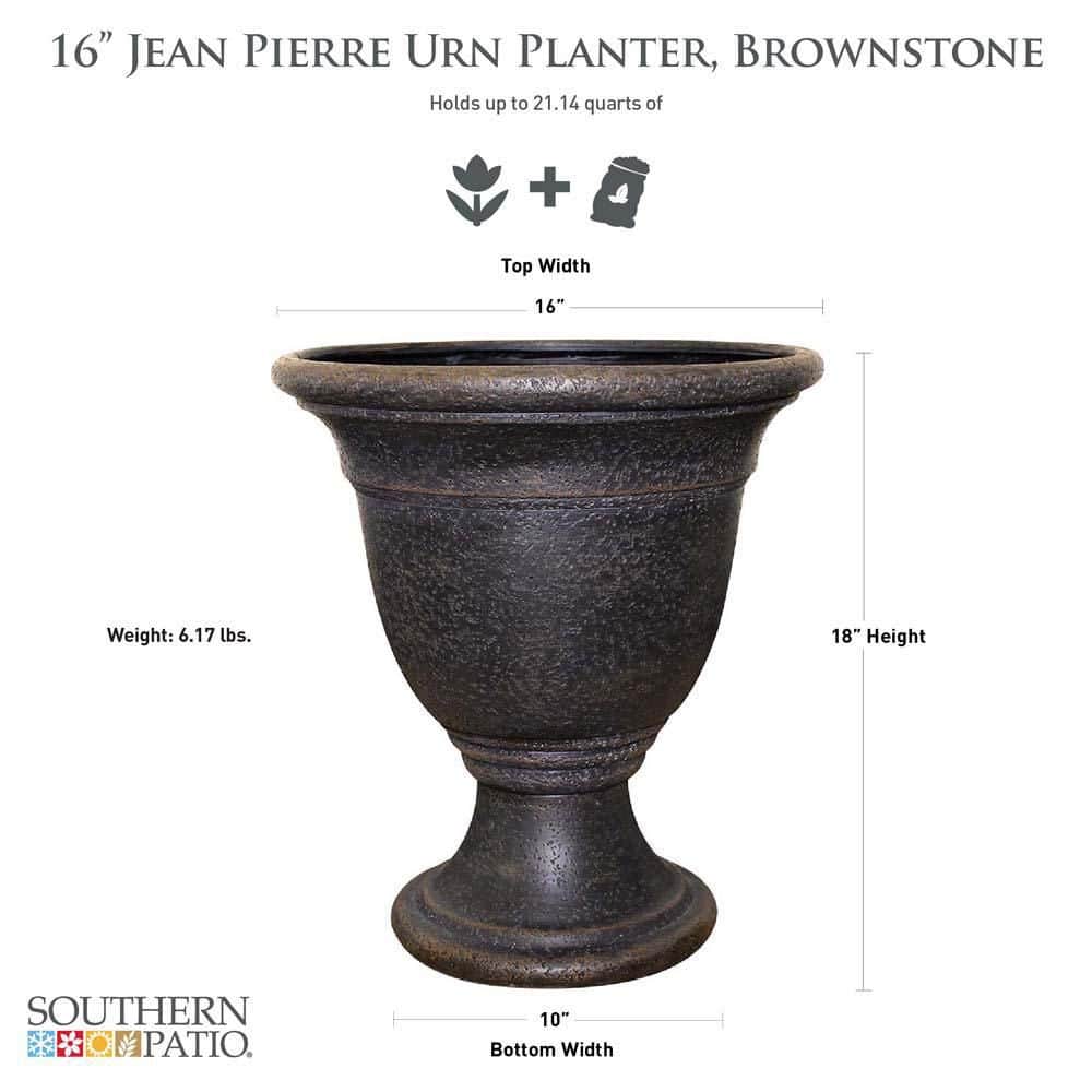Jean Pierre Brownstone Lightweight Outdoor Urn Planter