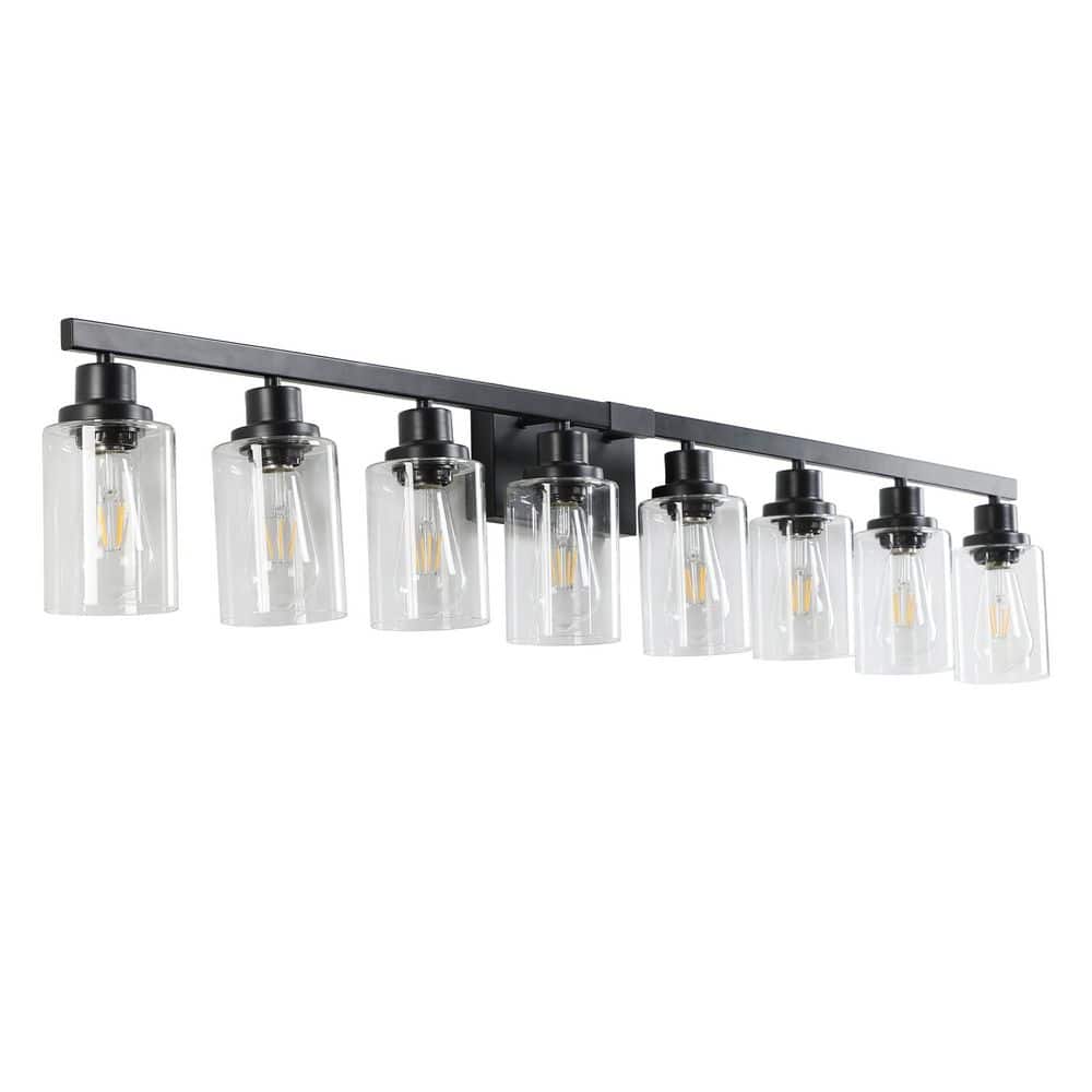 51 in. 8-Light Black Vanity Light with Clear Glass Shades Industrial Bathroom Wall Sconce price history on PriceWatchPro