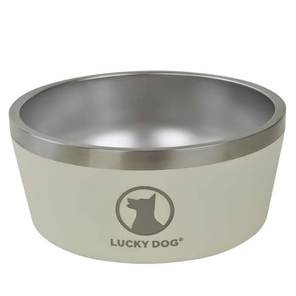 Lucky Dog Indulge 100 oz. 12.5 Cup Double Wall Stainless Steel Dog Bowl, Non Slip, Lifetime Warranty in Beige